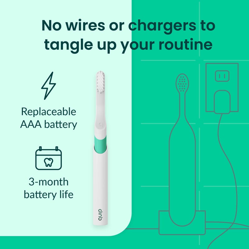 Quip Sonic Toothbrush for Adults - Timed Electric Toothbrush with Cover - Replaceable Brush Head, Soft Bristles, Plastic Handle, 3 Month Battery Life - Travel Toothbrush - Green - Image 4